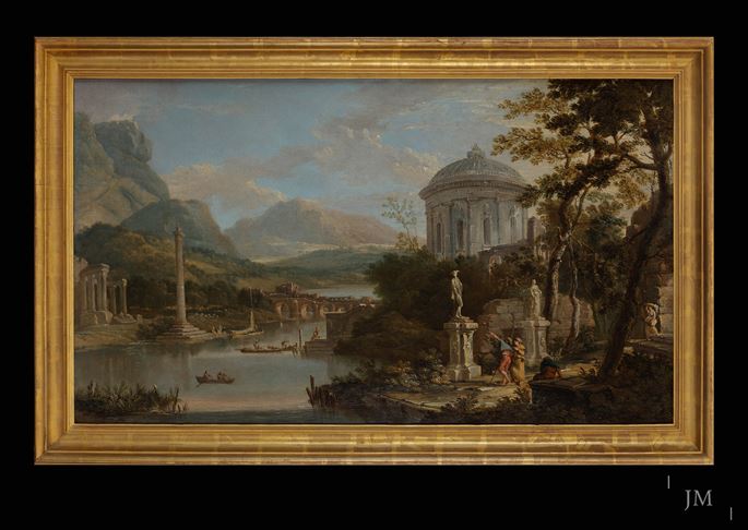Willem van der Hagen - An extensive Arcadian Landscape, with classical Ruins and Vessels on a River | MasterArt